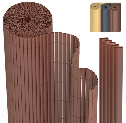 PVC Sichtschutzmatte Sichtschutzzaun 100 x 500 cm Privatsphäre Wetterfest für Garten, Balkon und Terrasse, Sichtschutz mit Strukturierte Oberfläche, Balkonumrandung mit Kabelbindern & Abdeckung