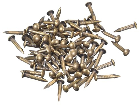sourcing map 140Pcs Small Tiny Nails 1.5x10mm(DXL) Tiny Brass Nails Hardware Round Head Brass Nail for Wooden DIY Projects Decorative Boxes Household, Bronze Tone
