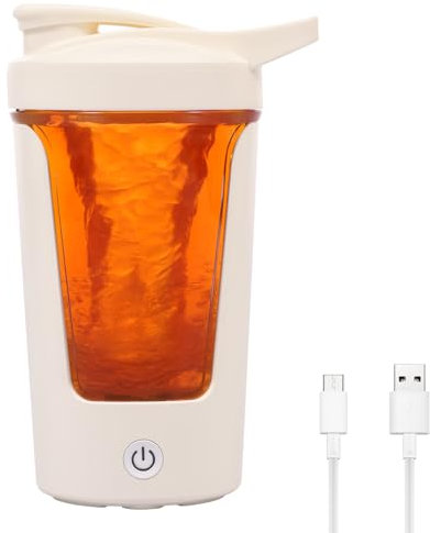 VAVPUP Botella coctelera de 350 ml para batidos de proteínas, de café automática recargable con batería de 500 mAh, cable de carga, batidos cremosos perfectos sin grumos para leche, oficina