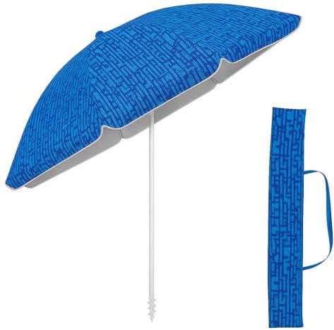 Ombrellone Da Spiaggia 180CM Grande Ombrellone Bastone Ø32 Mm Anti Uv 50+ Ombrello Parasole Da Esterno Con Palo Inclinabile In Alluminio Ombrellone Portatile Con Sacca In Tessuto - Fantasia Blu