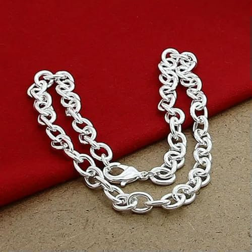 Zeitlose, Klassische Herren-Kettengliederkette aus 925er Silber mit dickem Karabinerverschluss