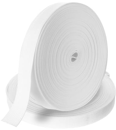 2 Piezas Goma Elastica Costura, 20mm x 12m Cinta Elastica Costura, Elastico Costuras, Banda Elástica para Coser Cuerda Plana Trenzada Pantalones Ropa Manualidades de Bricolaje Hogar(Blanco)