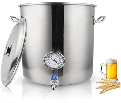 GAOAZHEN Braukessel aus Edelstahl mit Thermometerdeckel und Kugelhahn zum Brauen und Kochen zu Hause