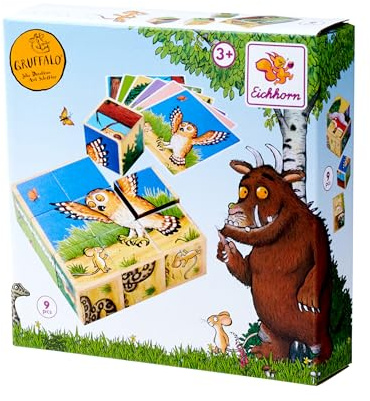 Eichhorn - Grüffelo Bilderwürfel, Steingröße 4x4x4cm, FSC 100% zertifiziertes Kiefernholz, für Kinder ab 3 Jahren