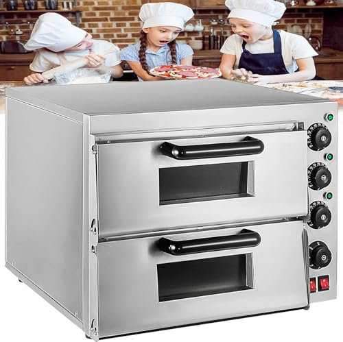 DFYOZX Forno Elettrico per Pizza, da banco in Acciaio Inox, pizzaiolo Commerciale con Timer e Controllo della Temperatura, Perfetto per spuntini e pasti veloci