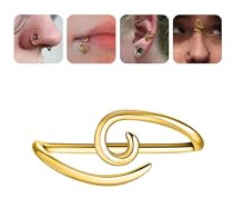 BodyAce Piercing a ponte in argento Sterling 925 oro 16 G niobio anelli a spirale per labbro, sopracciglio, elica, cartilagine, terzo occhio, anello per naso, Argento sterling