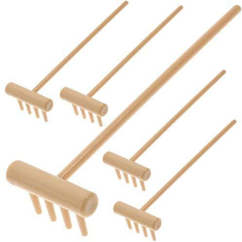 COLLBATH 6 pièces Mini Râteaux Zen pour Jardin de Sable Râteaux de Table Compacts pour Décoration de Paysage Zen Outils de Jardinage Miniature pour Relaxation et Bricolage