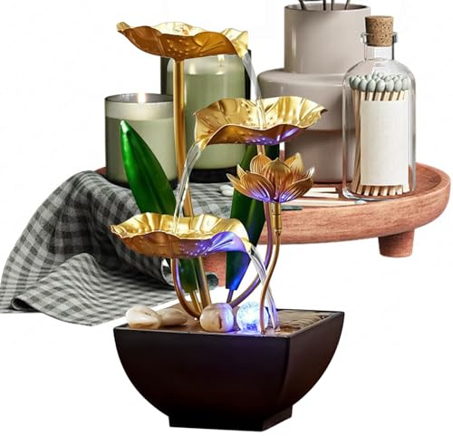 Protoence Fuente de Agua para Escritorio | Luz LED Para Relajación Zen Calmante | Con Sonidos Relajantes Fuente De Agua Para Interiores | Para Pieza Central De Sala De Estar Dormitorio Oficina Hotel Y
