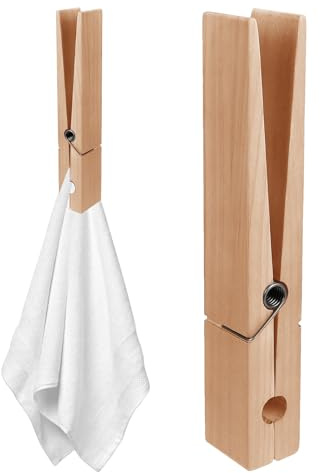 Mollette enormi | Grandi clip portasciugamani in legno, robuste, caricate a molla, per bagno, lavanderia e cucina, ideali per lavori fai da te, per riporre asciugamani, biancheria da