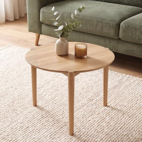 skølm Åsarna Couchtisch rund Ø 55 cm, Eiche Massivholz, 3 Beine, Sofatisch | Wohnzimmertisch, kleiner Beistelltisch, Holztisch Wohnzimmer, Round Coffee Table, Kaffeetisch, Loungetisch, Wohnzimmermöbel
