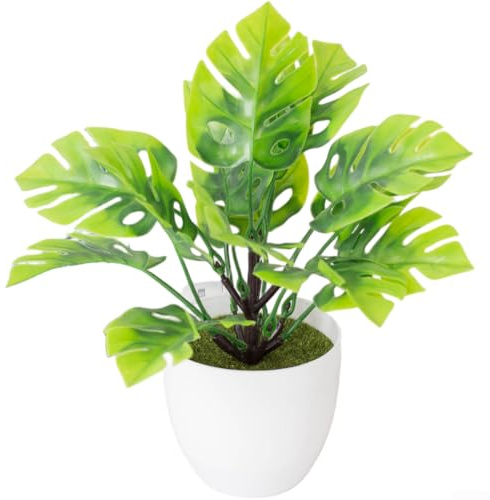 Shophubio Pianta artificiale di Monstera in vaso, mini pianta in vaso con foglie realistiche a forma di tartaruga per decorare la casa, l'ufficio, la scrivania e lo spazio abitativo