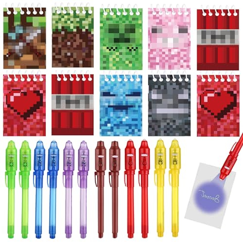 LTHOENG 12 UV-Stift und 12 Notizbuch, Mitgebsel Kindergeburtstag Gastgeschenke, Adventskalender und kleine Geschenke für Kinder