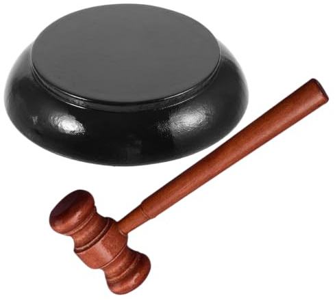 HINTRMENT Martello in Legno con Base e Blocco Sonoro Accessorio per Simulazione in Aula di Tribunale