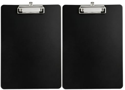 Lot de 2 Porte-Bloc A4 Rigide avec Clip Métal Solide et Porte-Stylo Extensible – Planchette en Plastique Durable, Crochet Rétractable,Idéal pour Bureau, École et Maison