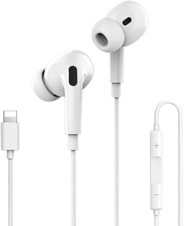 In-Ear Headphones for iPhone,Headphone Wired Stereo with Volume Control and Microphone,HiFi-Audio Stereo Noise Isolating Earbuds Compatible with iPhone 14 Pro Max/13/12/Mini/SE/11/XS Max/X/XR/8 Plus/7