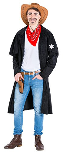 tectake dressforfun Herrenkostüm Cowboy | Trenchcoat + rotes Halstuch | Sheriff Cowgirl Faschingskostüm (L | Nr. 300571)