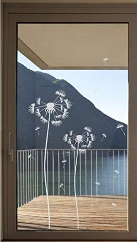 Aufkleber Glastür Glasdekor 2er Set 120cm & 160cm Pusteblume Glasdekor Folie