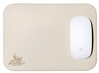 Centaur - Hochwertiges Leder Mousepad 25x18 cm Champagner - Vintage Mauspad aus echtem Leder - Unterlage für Computermaus - Leather Pad - Handarbeit Made in Germany