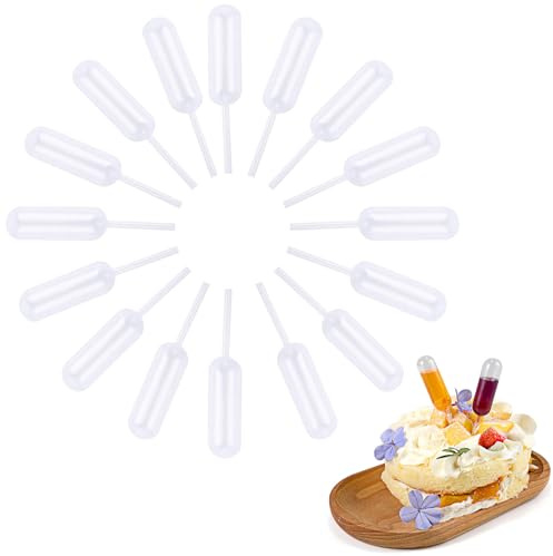Siumir 4ML Pipettes Dropper, 100PCS Plastic Squeeze Liquid Transfer Pipettes to Transfer Juice Sauce for Dessert Cupcakes