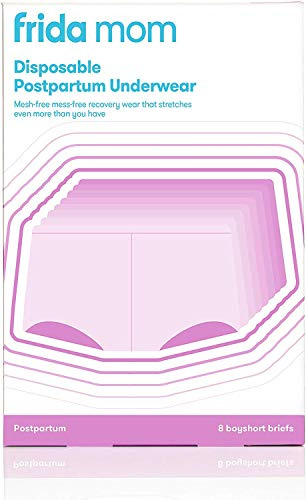 Frida Mom Postpartum Disposable Knickers | 100% Cotton, Microfibre Boyshort Cut Knickers with Super Soft, Stretchy and Breathable Fabric | Size Petite, 8ct