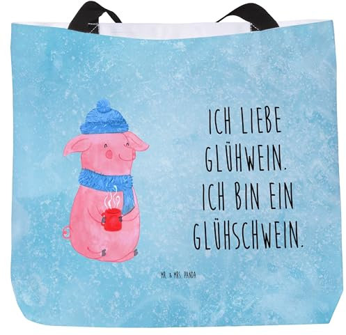 Mr. & Mrs. Panda Shopper Schwein Glühwein - Geschenk, Advent, Einkaufsbeutel, Glühschwein, Weihnachten, Beutel, Tasche, Strandtasche, Einkaufstasche,