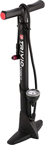 Trivio - Storm Hochdruck-Fahrradpumpe - 11 bar / 160 psi - Standpumpe mit Manometer, Doppelkopf für alle Ventiltypen, ergonomischer Griff - Fahrradzubehör, Luftpumpe, hochwertige Pumpe, perfektes