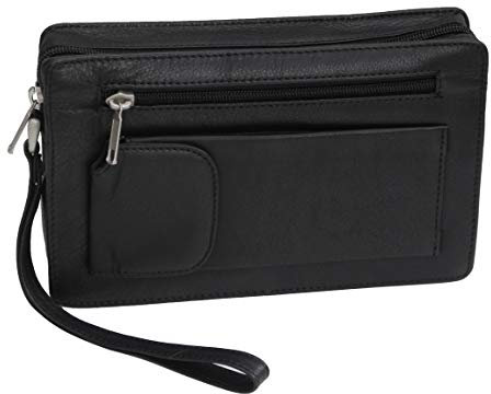 Bag Street Herrentasche - Exquisite echt Leder Herren Handgelenktasche Handtasche Handgepäck - Tasche Einzelkammer (Schwarz) - präsentiert von ZMOKA®