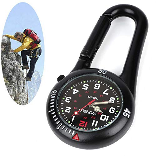 WONOLO Clip on Carabiner Luminous Face FOB Digital Watch for Doctors Nurses Paramedics(Black)