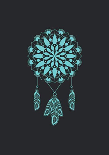 Notizbuch A5 liniert mit Softcover Design: Blauer Traumfänger mit Mandala Glücksbringer Geschenk: 120 linierte DIN A5 Seiten