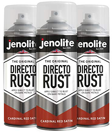 JENOLITE Directorust Cardinal Red Satin | Sprayfärg med flera ytor | För användning på trä, metall, plast, keramiska och rostfria ytor | 3 x 400 ml | RAL 3001
