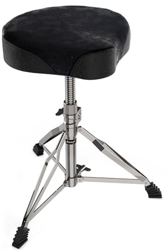 Audibax DT20 - Taburete para Batería - Ajustable en Altura - Sillín para Batería Acolchado - Forma en Trípode con Patas Antideslizantes - Asiento Ergonómico con Acabados