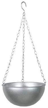 HEIMIU Hängender Blumenampel Metall Eisen Hängende Blumentopf Modern Deko Metallpflanzenhalter für Zimmerpflanzen Wohnzimmers Büros (Silber, 2)