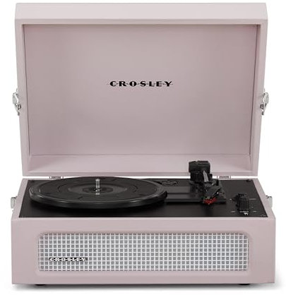 Crosley Voyager Tocadiscos con 2 Altavoces, Bluetooth In & out y AUX - Tocadiscos Retro de 3 velocidades - para vinilos de 7, 10 y 12 - Portátil con Estuche Integrado - Amatista