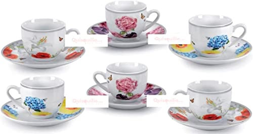 Fade Ikebana Lot de 6 tasses à café 100 ml en porcelaine fine de qualité supplémentaire