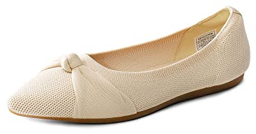 DREAM PAIRS Ballerines Femme Confortables à Bout Pointu – Chaussures Plates Souples Pliables avec Nœud, Style Slip-on,Size 38.5,Nu,SDFA2339W