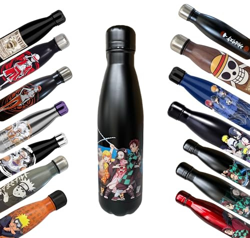 Hômadict 676MAN016 Botella de Agua Aislada de Doble Pared de Acero Inoxidable, Negra, 500ml