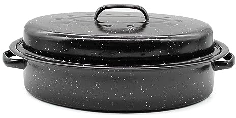 Oval Casserole Dish with Lid Handles Roasting Pot Tray Stew Pan Oven Safe Cooking (6L Large)