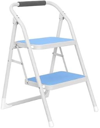Fällbar Stege Stege Fällbar Stegpall 2-stegs stål Robust bred bana Lättviktshalkfri Bärbar Vikbara Långa armstöd Stegar (Color : B)
