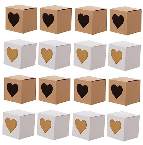 SOLUSTRE 60stücke Herzförmige Kraftpapierboxen Für Süßigkeiten Pralinen Und Kleine Geschenke Quadratische Papierboxen Aus Braunem Kraftpapier Für Hochzeitsgeschenke Partys Und Geburtstage s