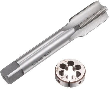 QUARKZMAN 2-teiliges Gewindebohrer- und Schneideisen-Set, 3/4-20 UNEF Gewindebohrer & Rund-Schneideisen, Gewindeschneidwerkzeug-Set für Muttern, Schrauben und Gewindereparatur