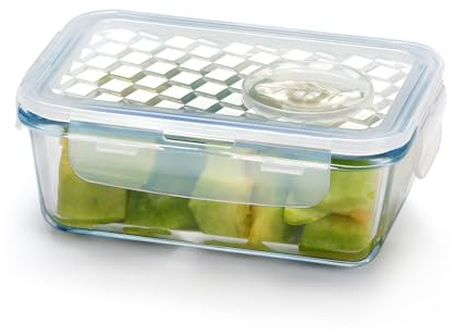 NUTRIUPS 0.45L Frischhaltedose Glas, Lebensmittelbehälter Glas Luftdicht, Glasbehälter mit Deckel, Glasschüssel mit Deckel Mikrowellen & Backofensicher (NICHT DIE DECKEL) - Rechteckig