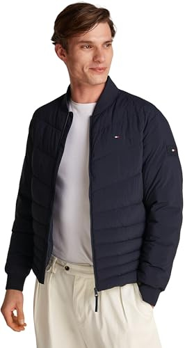 Tommy Hilfiger Uomo Bomber Mix Quilt Imbottito, Blu (Desert Sky), S