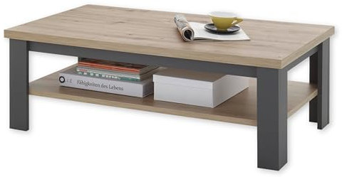 Venezia Couchtisch in Artisan Eiche Optik, Anthrazit - Moderner Sofatisch für Ihr Wohnzimmer - 115 x 40 x 65 cm (B/H/T)