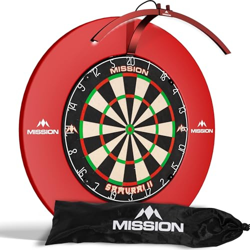 Mission | TOR100 Torus 100 LED Dartboard Light | Folding Portable Lighting System for Mobile Travel Play | Metallic Red.