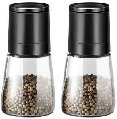 Spice Mills Set of 2 with Adjustable Ceramic Grinder Spice Mill - Salt Mill and Pepper Mill Made of Stainless Steel and Glass, Spice Mill Salt Mill Pepper Mill Made of Stainless Steel - Chili Mill