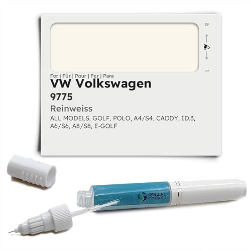 Genuine Colors Lackstift REINWEISS 9775 für VW Volkswagen Weiß Golf Polo A4 S4 Caddy ID.3 A6 S6 A8 S8 E-Golf