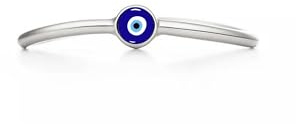 PERIMADE - Anello a fascia in oro 18 carati placcato, occhio malocchio in smalto turco blu, anello impilabile in argento sterling 925 per donne, anello minimalista ipoallergenico, regalo di compleanno