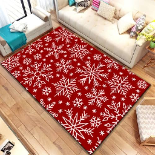 AAFUOO Tappeto invernale con fiocchi di neve per soggiorno, area per feste, decorazione per la casa, zerbino per corridoio, balcone, camera da letto, comodino, 240 * 300 cm (95×118 pollici)