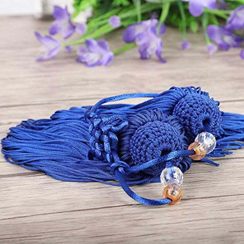 Borla de espada china hermosa decoración para espada Taiji Kung Fu gimnasio material de seda de hielo (daga azul real)