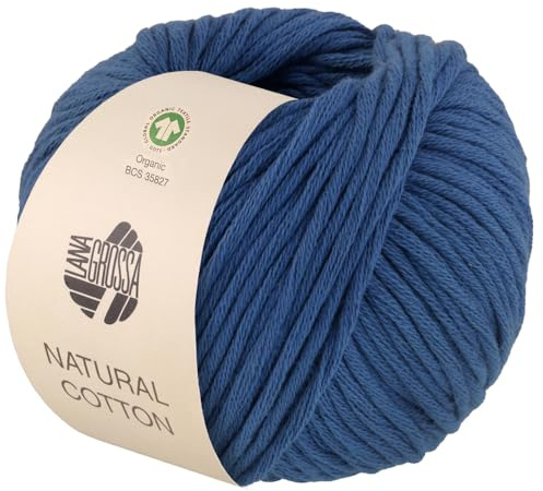 LANA GROSSA Natural Cotton Gots | Bio-Baumwollgarn in Millefili- Zwirnung | Handstrickgarn aus 100% Baumwolle (Bio) | 50g Wolle zum Stricken & Häkeln | 80m Garn FB-14